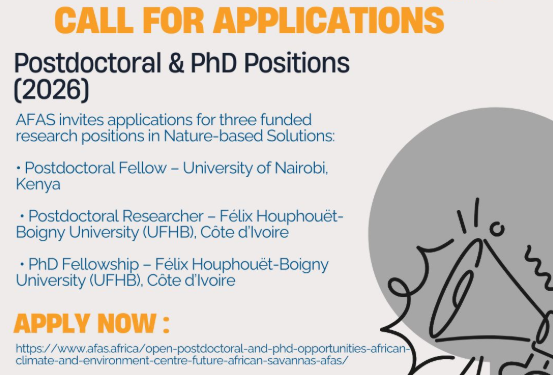 Opportunités Doctorales et Postdoctorales — African Climate and Environment Centre — Future African Savannas (AFAS) 2026